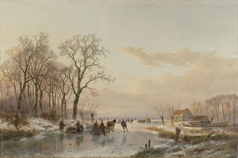 Andreas Schelfhout Een bevroren vaart bij de Maas Germany oil painting art